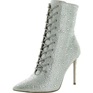 Steve Madden Womens Valency R  Silver Rhinestones Ankle Boots Shoes NWT